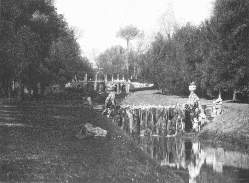Grounds of the Villa Doria-Pamphili, Rome.  From an unpublished photograph taken about 1869.