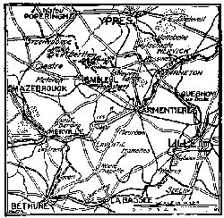 DETAIL MAP OF FLANDERS SECTOR AND BATTLE AROUND ARMENTIERES