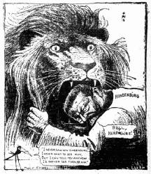 [American Cartoon] In the Lion's Mouth —Knickerbocker Press, Albany.