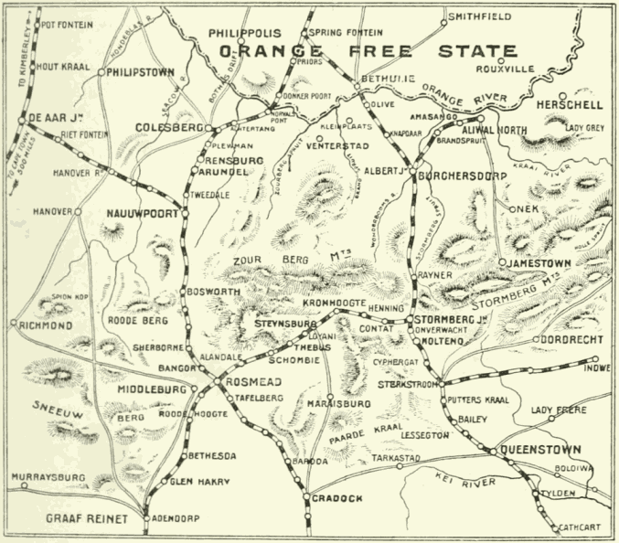 Map illustrating the Operations on the Orange River.