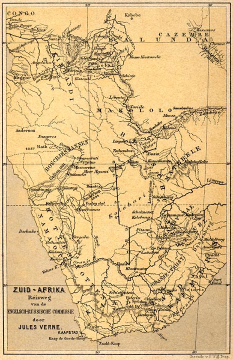 ZUID-AFRIKA Reisweg van de ENGELSCH-RUSSISCHE COMMISSIE