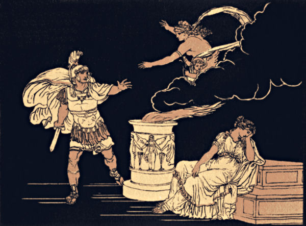 Aeneas approaches Helen and sees a vision of the gods