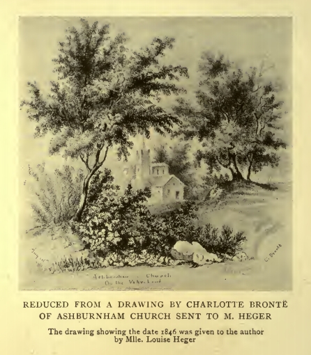REDUCED FROM A DRAWING BY CHARLOTTE BRONTË OF ASHBURNHAM CHURCH SENT TO M. HEGER