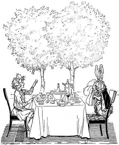 (Dorothy dining with rabbit)