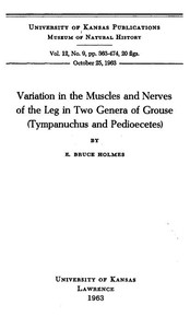 Variation in the Muscles and Nerves of the Leg in Two Genera of Grouse (Tympanuchus and Pedioecetes)