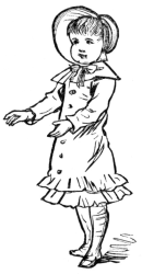 Girl in shorter coat and bonnet