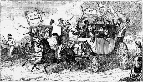 Carriages loaded with children