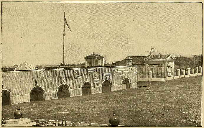 A Battery at the Corner of the Old Fortifications, Manila; Facing the Bay.