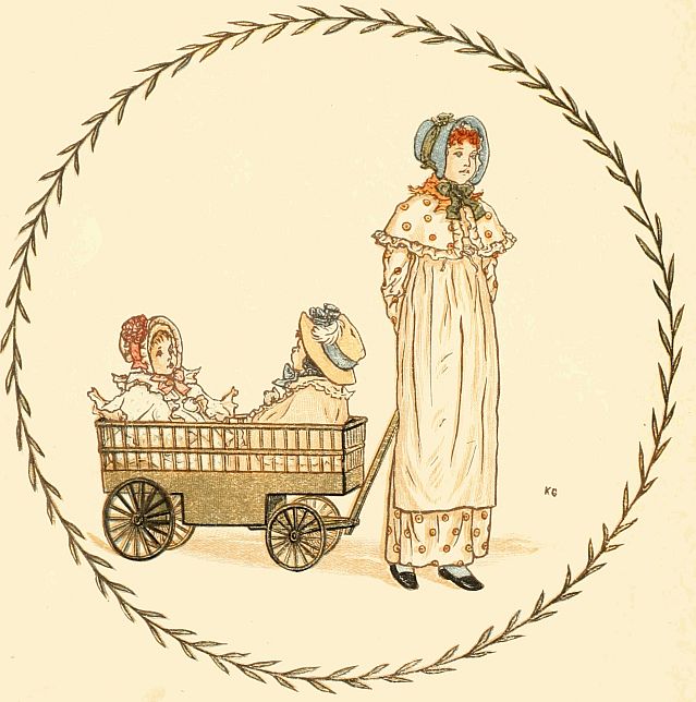 Girl pulling two children in wagon
