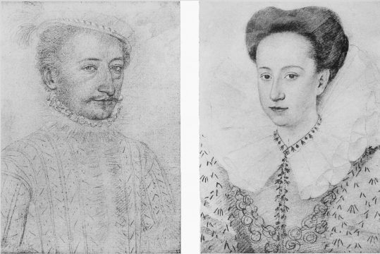 Plate VI.  Photo. Giraudon.  ANTOINE DE BOURBON.  School of François Clouet.  Photo. Giraudon.  CHARLOTTE DE LA TREMOILLE.  School of François Clouet.  Musée Condé  To face page 26.