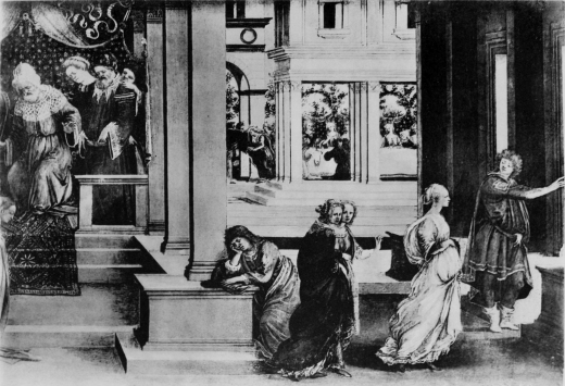 Plate XXV.  Photo. Giraudon.  The Story of Esther.  School of Sandro Botticelli.  Musée Condé.