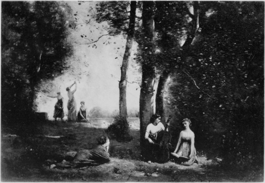 Plate LXXVIII.  Photo. Giraudon.  “Concert Champêtre.”  By Corot.  Musée Condé.