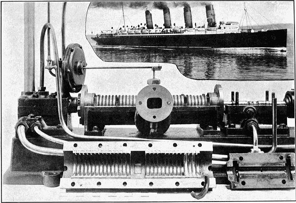 THE ORIGINAL PARSON'S TURBINE ENGINE AND THE RECORD-BREAKING SHIP FOR WHICH IT IS RESPONSIBLE.