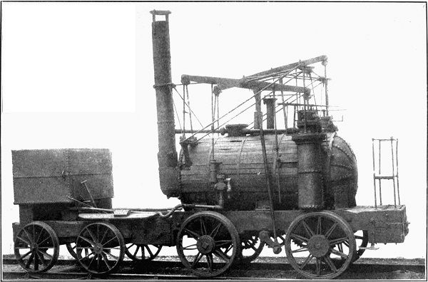THE LOCOMOTIVE "PUFFING BILLY" AND A MODERN COLLIERY TROLLEY.