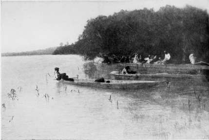 CANOE VOYAGING ON THE AMAZON: A NOONDAY REST.  To face p. 96.