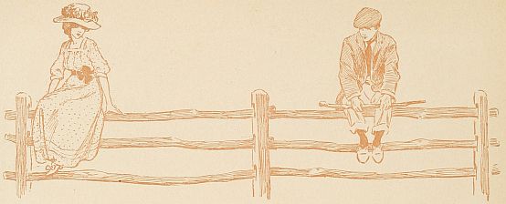 girl and boy on fence sitting apart