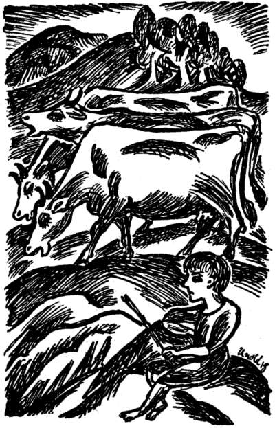 Abbildung: Friedrich hütet die Kühe