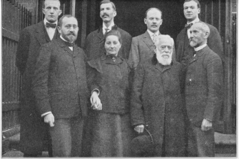 FACULTY AND AMERICAN STUDENTS AT THE MISSIONS-HAUS, KATTOWITZ The young men are members of the Pennsylvania Y. M. C. A. Expedition for the Study of Immigration. The school is strategically situated where three empires meet. It is non-sectarian and interdenominational; permeating the East with Christian ideas.