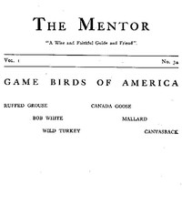 The Mentor: Game Birds of America, Vol. 1, Num. 34, Serial No. 34