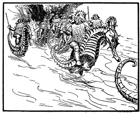 Sea-soldiers riding sea-horses
