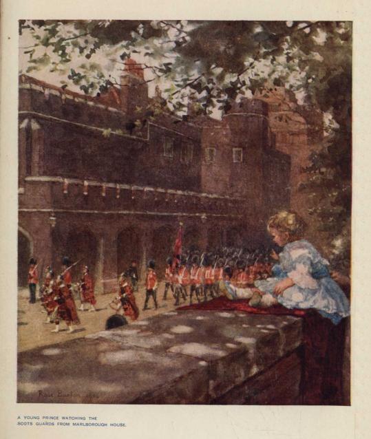 A YOUNG PRINCE WATCHING THE SCOTS GUARDS FROM MARLBOROUGH HOUSE