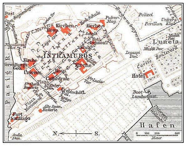 Manila, Plan der Innern Stadt.