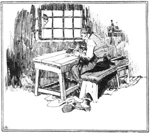 Cobbler sitting at a table