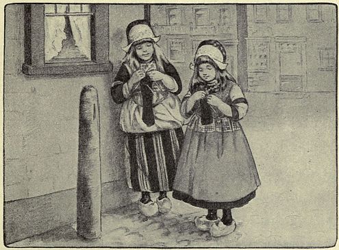 two girls knitting