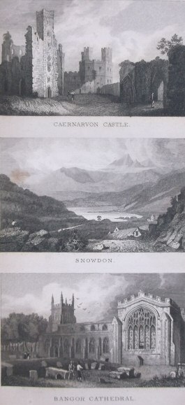 Caernarvon Castle; Snowdon; Bangor Cathedral.  London. Published by T. T. & J. Tegg, Cheapside, Oct. 1st 1832