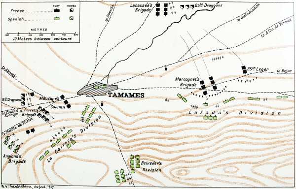 Map of the battle of Tamames