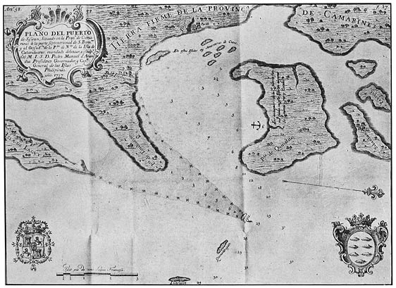 Chart of the port of Sisiran, in the province of Camarines; photographic facsimile from Arandia’s Ordenanzas de marina (Manila, 1757)