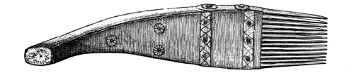 Fig. 241.—Weaving-comb of Wood and Iron used in India (13 inches in length).