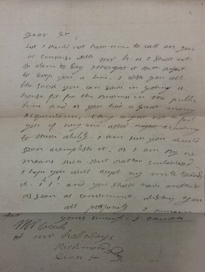Facsimile of John Church’s letter to James Cook