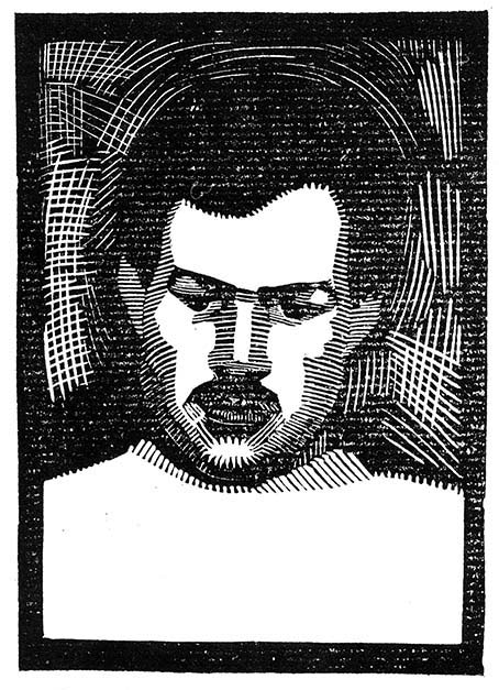 the author wood-cut from portrait by henry strater