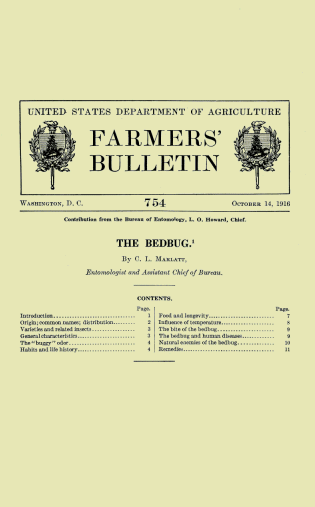 USDA Farmers' Bulletin 754: The Bedbug, by C. L. Marlatt