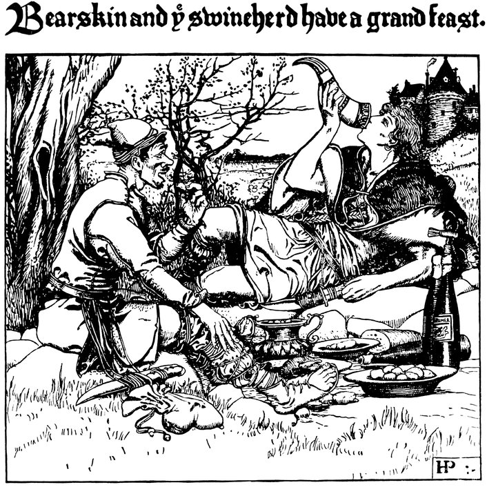 Bearskin and ye swineherd have a grand feast.