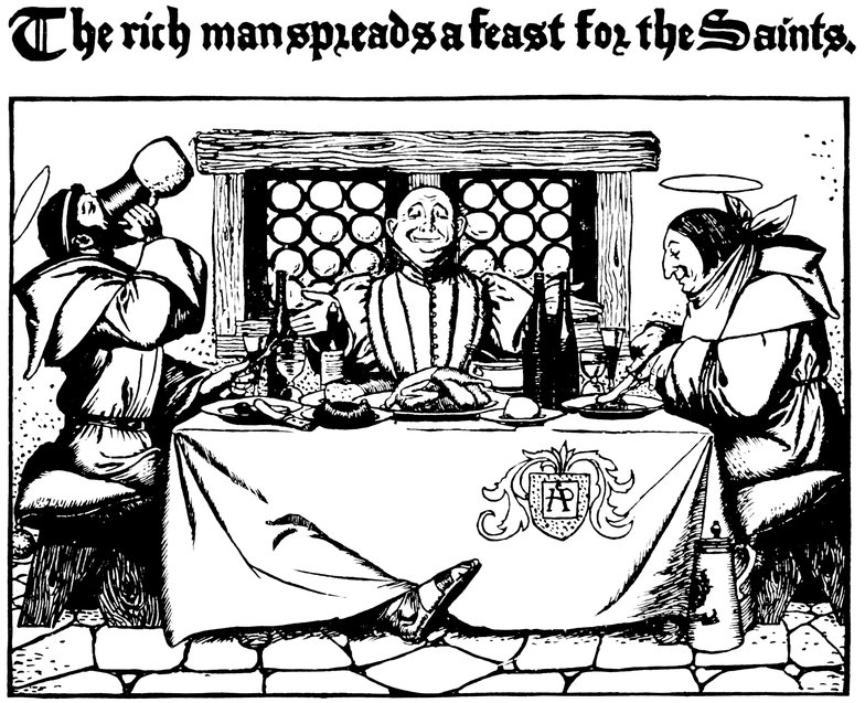 The rich man spreads a feast for the Saints.