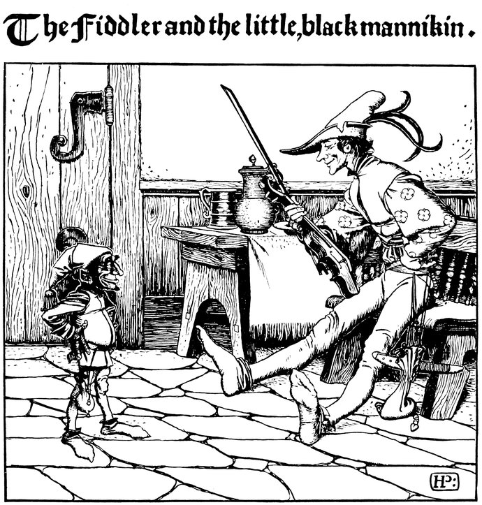 The Fiddler and the little, black mannikin.