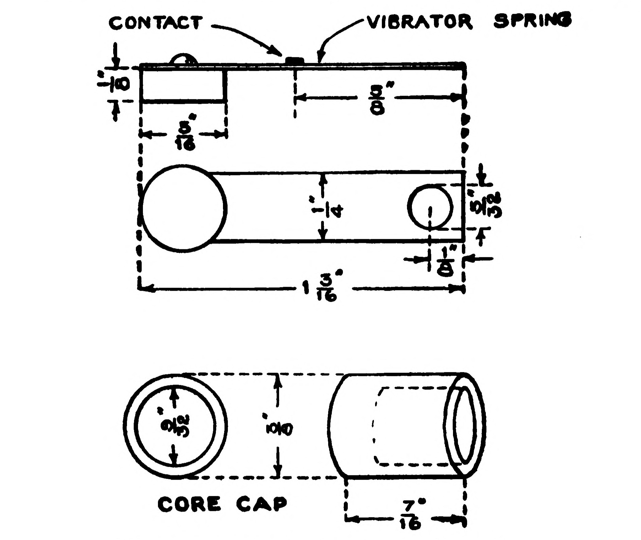 FIG. 101.—Vibrator Parts and Core Cap.