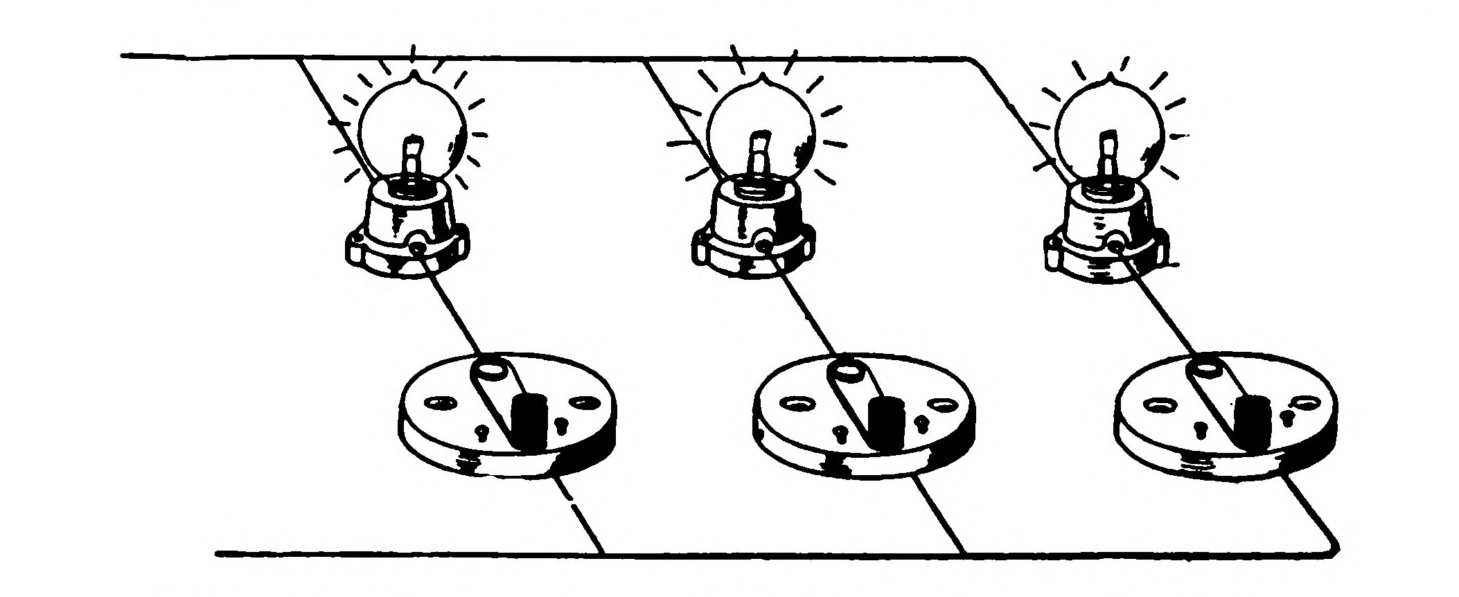 FIG. 160.—Lamps Controlled by Separate switches.