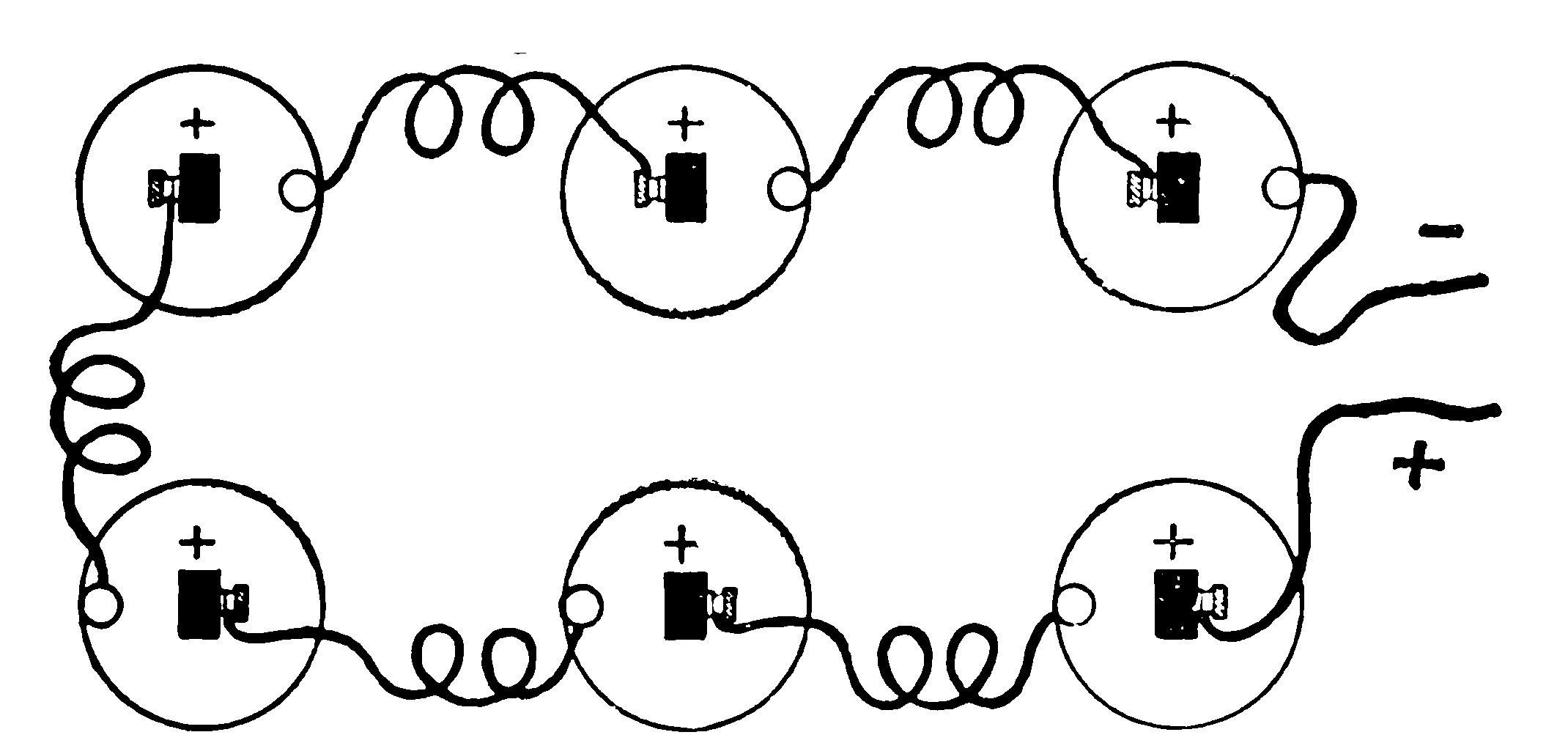 FIG. 33.—Showing how Cells are arranged when they are connected in Series.