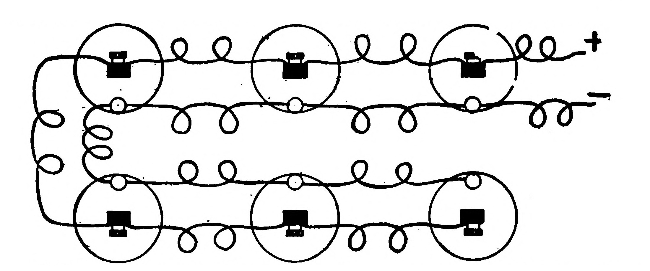 FIG. 34.—Showing Six Dry Cells connected in Multiple.