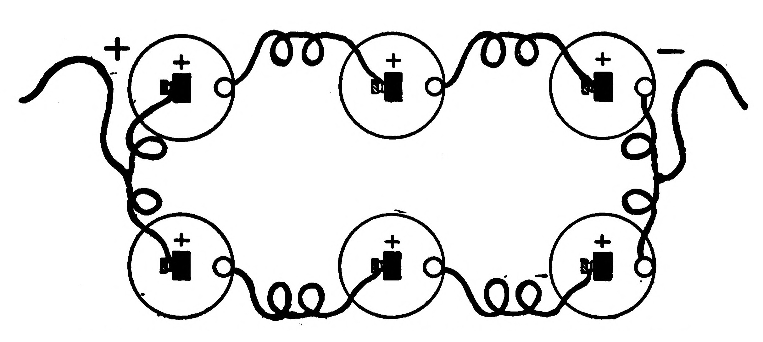 FIG. 35.—Showing how to connect a Battery of Cells in Series-Multiple.
