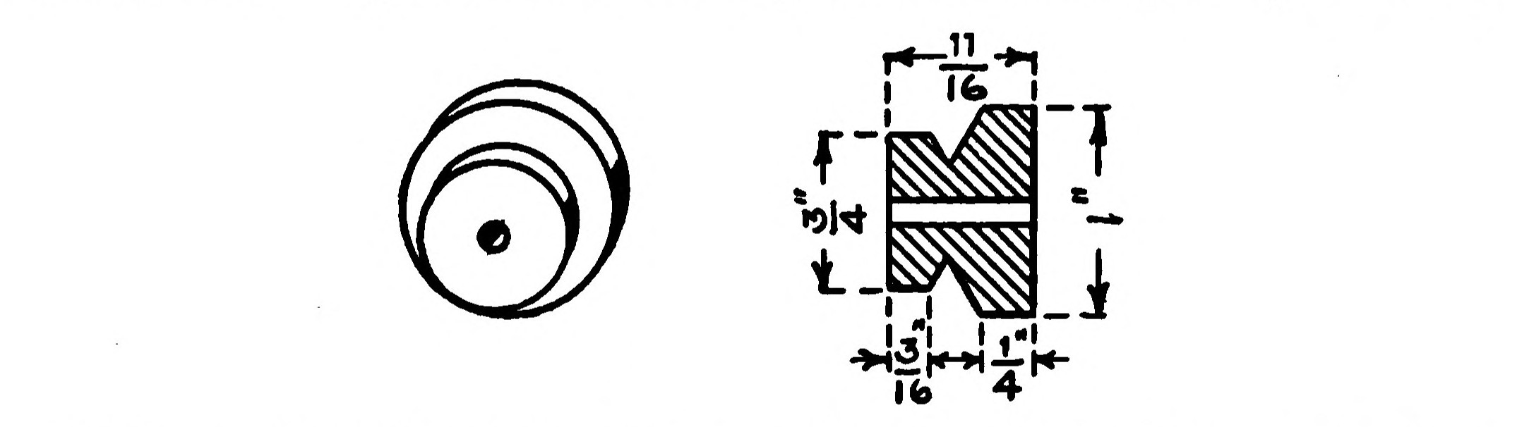 FIG. 4.—Details of the Grooved Pulley, attached to each plate. The Pulleys are turned out of wood.