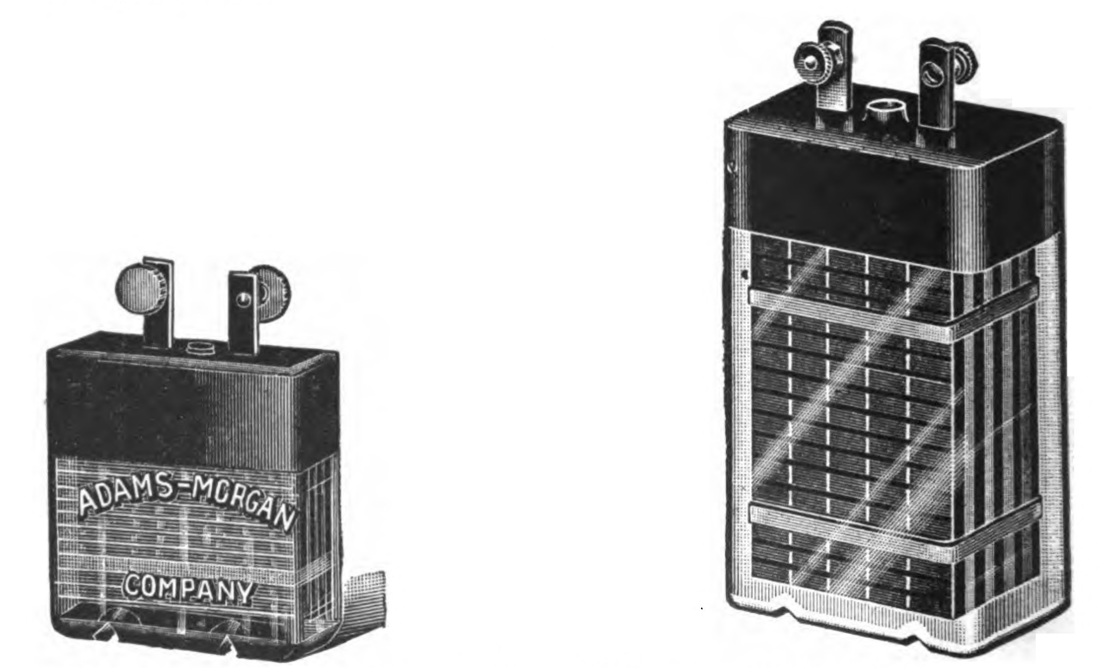 FIG. 45.—Three different sizes of Storage Cells which may be purchased ready made or built by the experimenter out of prepared materials as explained.