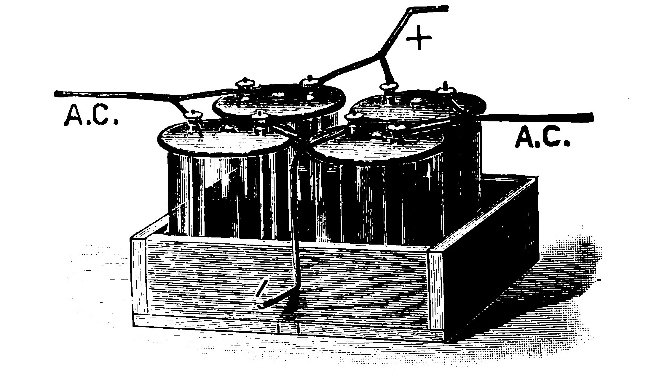 FIG. 57—A Complete Four-Cell Rectifier connected together and Mounted in a Tray.