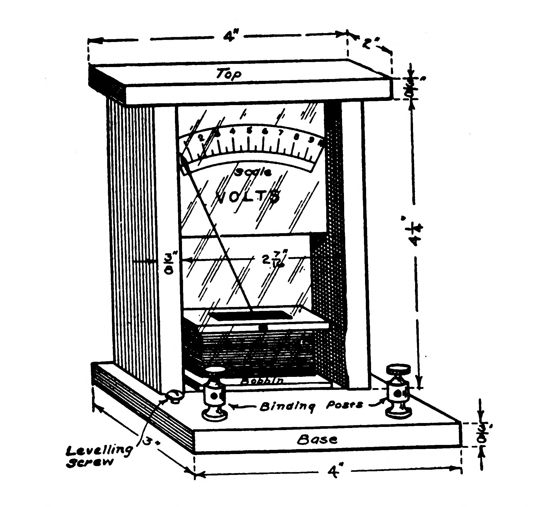 FIG. 70.—A complete Voltmeter having the Scale at the top.