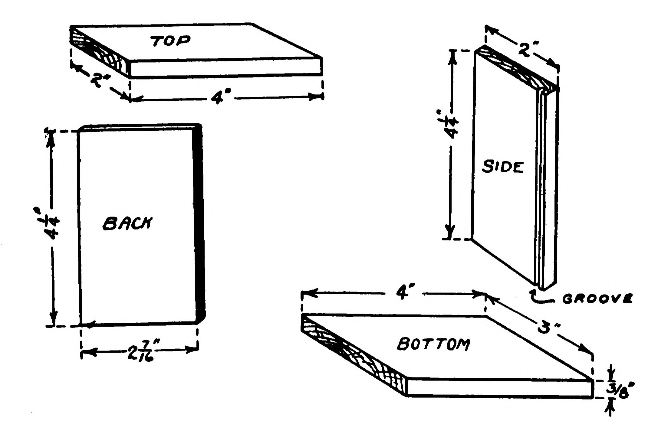 FIG. 73.—Details of the Wooden Parts which form the Case.