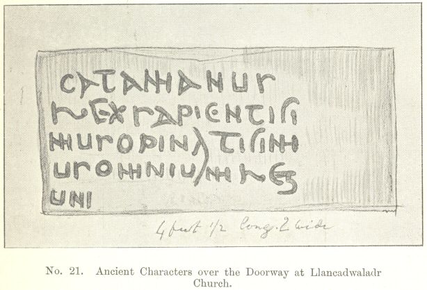 No. 21.  Ancient Characters over the Doorway at Llancadwaladr Church