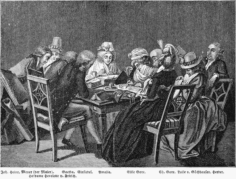 J. H. Meyer, Goethe, Einsiedel, Amalia, E. u. Ch. Gore, Luise v. Göchhausen. Herder.